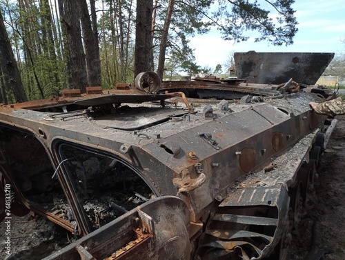 war in Ukraine. Burnt equipment