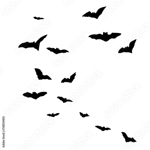 Silhouettes of flying bats
