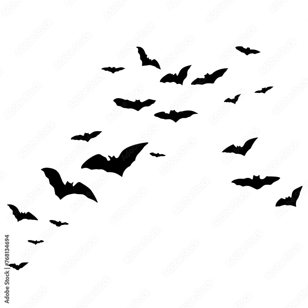 Silhouettes of flying bats Silhouettes of flying bats
