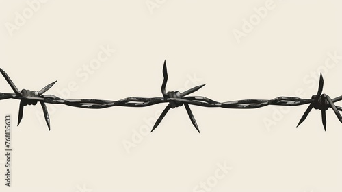 Barbed wire on white background copyspace photo