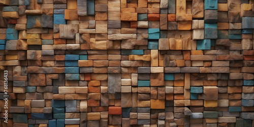 Colorful abstract wooden cubes background with Soft Shades, wallpaper.