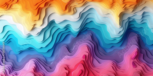 3D background of waves of blue, pink, red colors