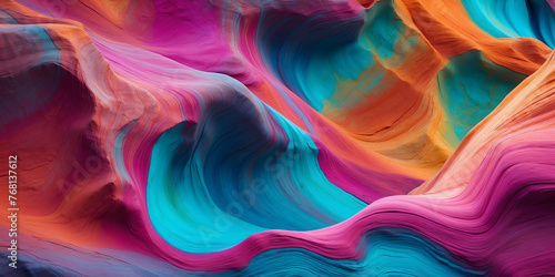 Vibrant Abstract Colors Flow on Canvas Art, waves, capturing the fluidity and dynamic motion of colorful art on canvas.