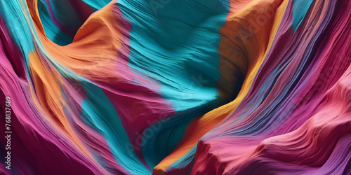 Vibrant Abstract Fabric Waves in Vivid Colors. Abstract waves made of fabric in vibrant turquoise, pink, and purple hues, conveying a sense of fluidity and creativity. colorful background.