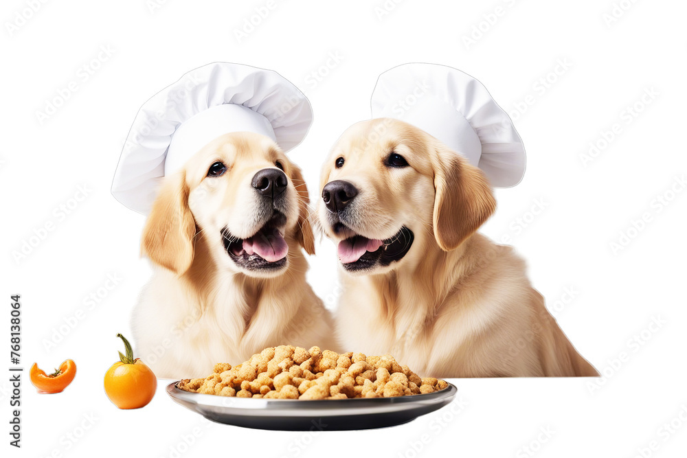 pets golden s puppy isolated food retriever white funny background chef hat dog cook animal pet baby breed domestic labrador little paw pedigreed purebred sitting small young bowl cap diet dinner dry