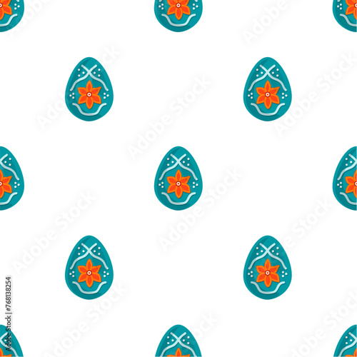 Illustration on theme seamless celebration holiday Easter with hunt colorful bright eggs