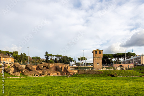 Canvas Print Circo Massimo (Circus Maximus) and ruins of Imperial Palace, Rome, Italy