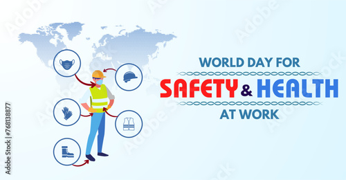 World Day for Safety and Health at Work. Campaign or celebration banner design