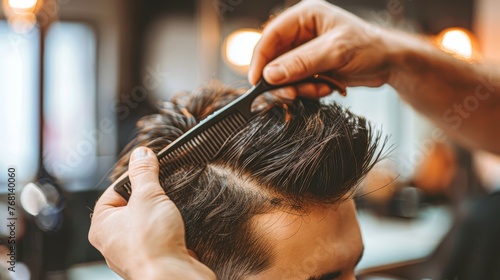 Barber s artistry close up of focused expression crafting intricate hair designs in vintage shop