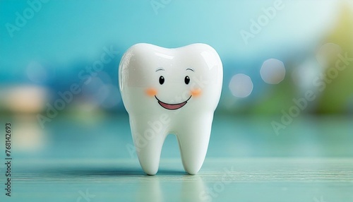  contented tooth figure, signifying good oral hygiene and dental care, A cheerful dentistry idea with a radiant grin represents cleanliness, care, and oral health