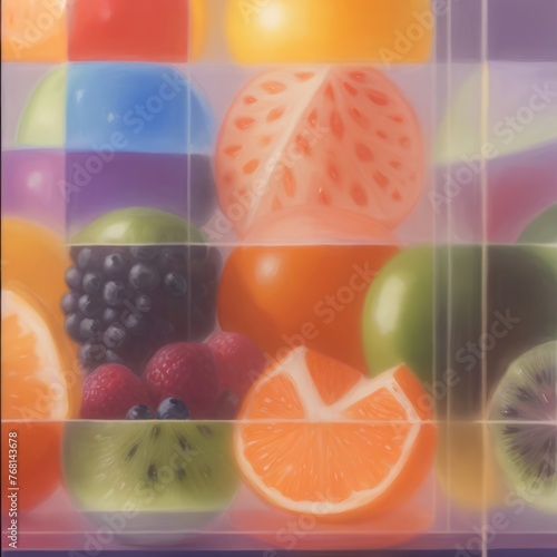 colorful mosaic of various fruits, each in a separate square, creating a vibrant and fresh display