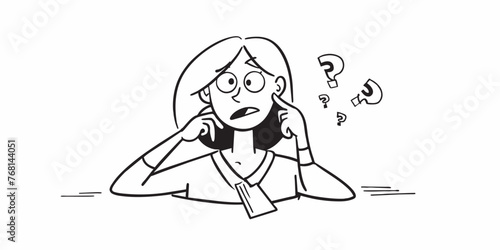 Young puzzled, doubtful, confused woman thinking, trying to find solution, worried expression on his face, concept - Sorry, don't know how it happened. Copy space.