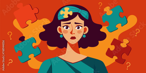 Young puzzled, doubtful, confused woman thinking, trying to find solution, worried expression on his face, concept - Sorry, don't know how it happened. Copy space.