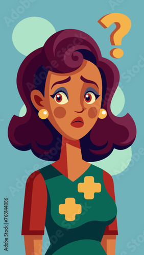 Young puzzled, doubtful, confused woman thinking, trying to find solution, worried expression on his face, concept - Sorry, don't know how it happened. Copy space.