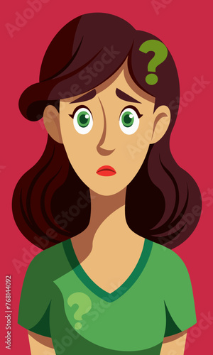 Young puzzled, doubtful, confused woman thinking, trying to find solution, worried expression on his face, concept - Sorry, don't know how it happened. Copy space.
