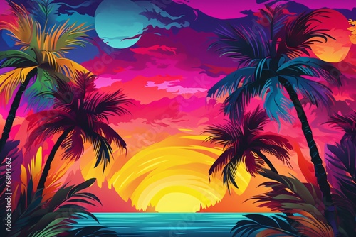 a colorful sunset over a beach