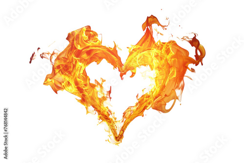 A heart created with flames against a white background