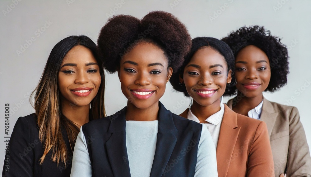 Group of strong independent women standing together in a studio. Diverse women looking at the camera Group of strong independent women standing together in a studio. Diverse women looking at the camera