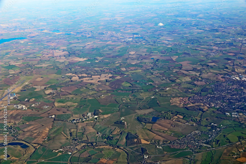 Aerial view of the fields of England