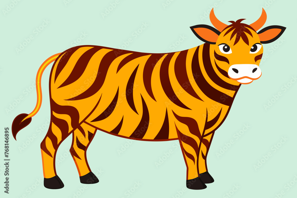 cow with tiger stripes vector 