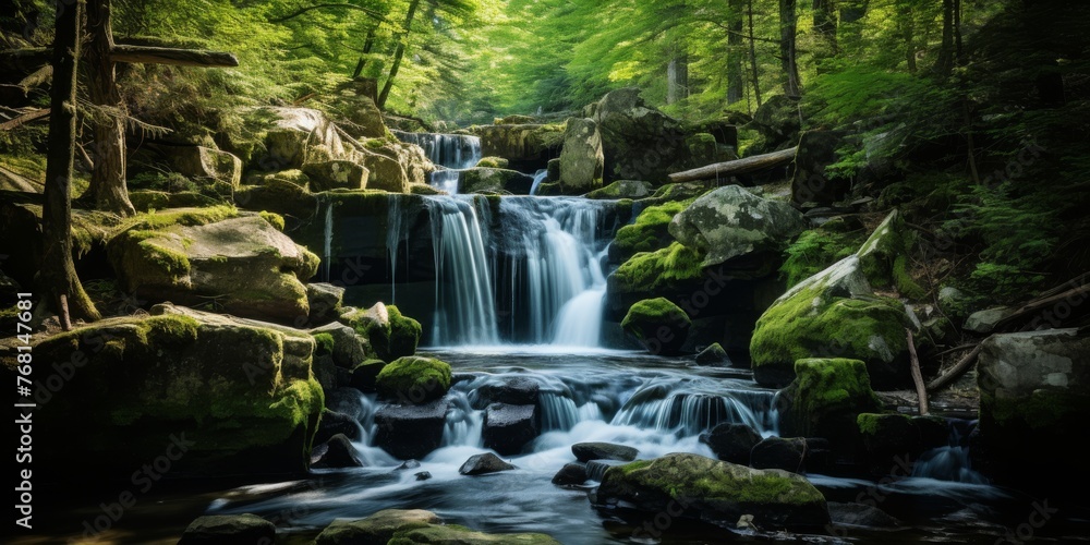 Enchanted Forest: Cascading Waterfall Serenity