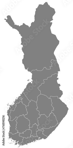 Outline of the map of Finland with regions photo
