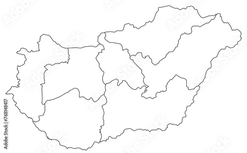 Outline of the map of Hungary with regions