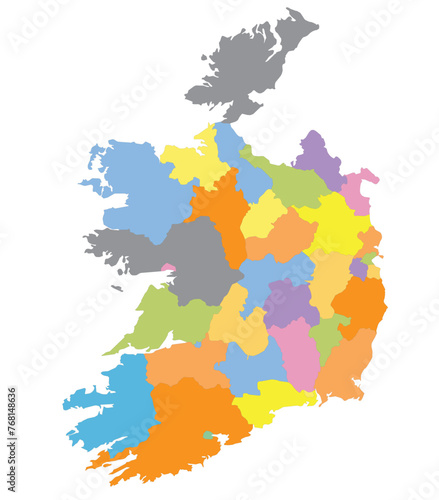 Outline of the map of Ireland with regions