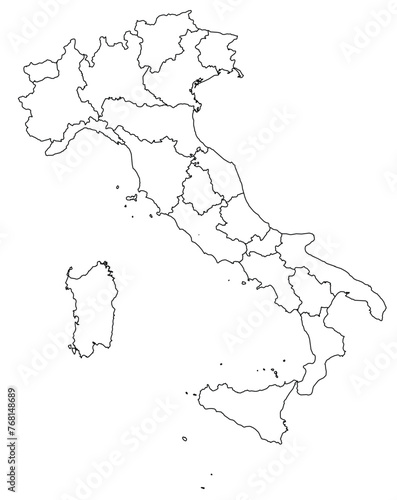 Outline of the map of Italy with regions