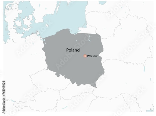 Outline of the map of Poland with regions