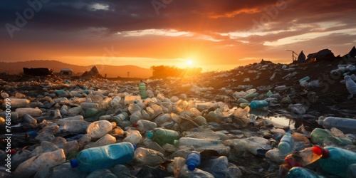 Environmental Warning: Plastic Pollution at Sunrise © Vladimir