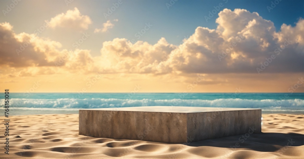product podium beach and sea