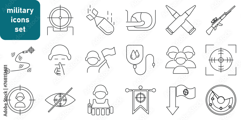a collection of icons about the military, the contents of which include rifles, bullets, targets, and many more a collection of icons about the military, the contents of which include rifles, bullets, targets, and many more