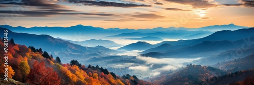 Autumn Dawn in Mountain Range