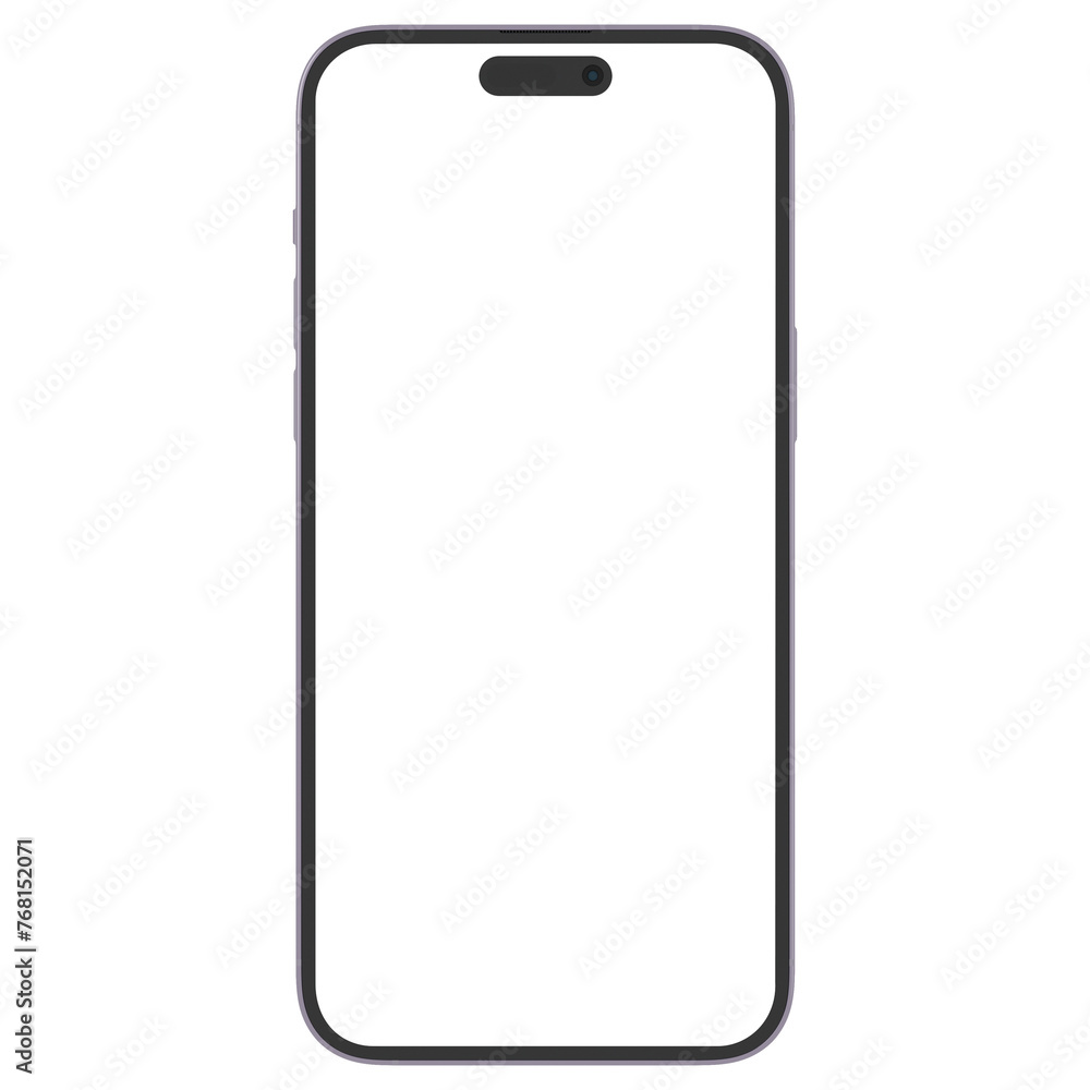 Front side photo of violet smartphone similar to iphone without background. Template for mockup Front side photo of violet smartphone similar to iphone without background. Template for mockup