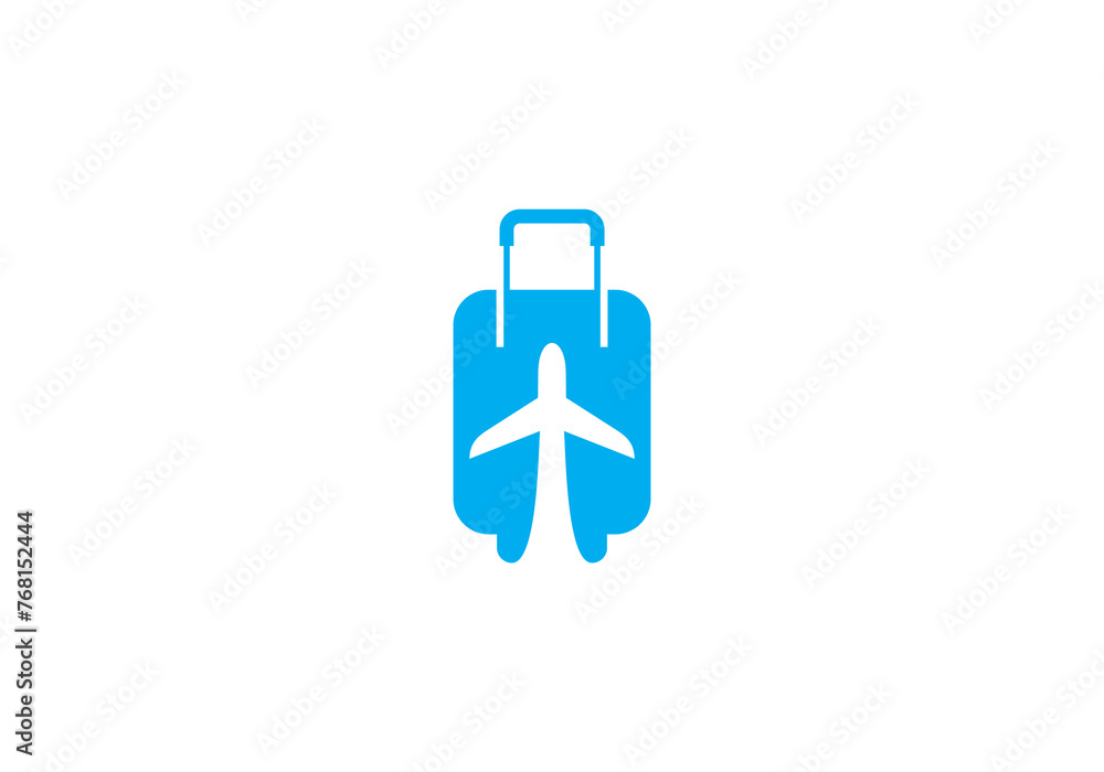 Obraz premium tour and travel logo design. airplane with suitcase icon template