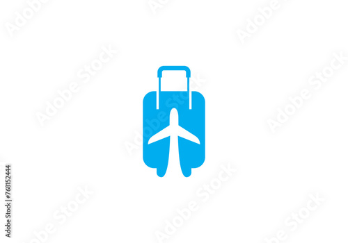 tour and travel logo design. airplane with suitcase icon template