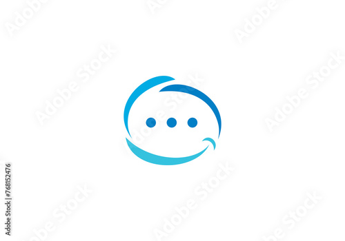 happy smile with talk chat communication icon logo design