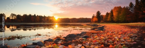 Autumn Sunrise Over Peaceful Lake