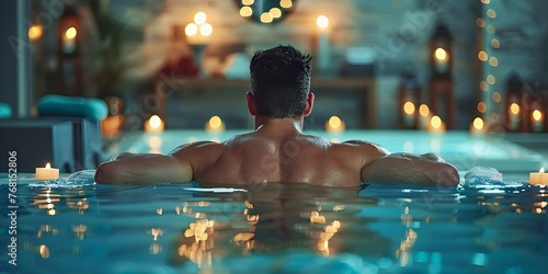 Man enjoying a back massage at a spa promoting selfcare and wellness services. Concept Selfcare, Wellness, Spa, Massage, Relaxation