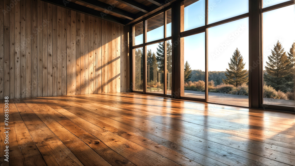 Empty interior with wooden floor Empty interior with wooden floor