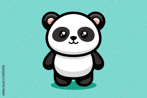 Cute panda sitting cartoon vector icon illustration animal nature icon concept isolated flat vector