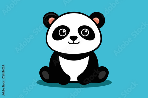 Cute panda sitting cartoon vector icon illustration animal nature icon concept isolated flat vector