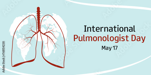 International Pulmonologist Day. May 17. Vector silhouette of lungs and text. Design for banner, greeting card, presentation, flyer. 