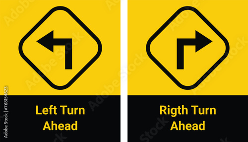 left and right turn ahead vector