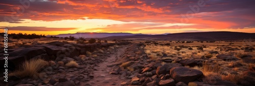 Fiery Desert Sunset Panorama