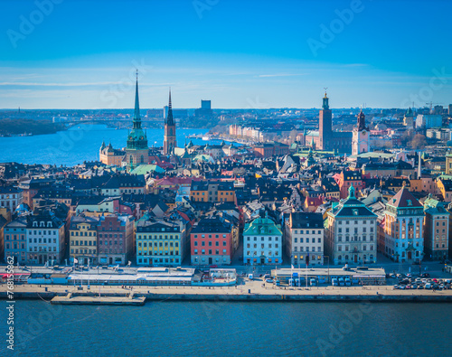 Stockholm old town - Gamla stan. Aerial view of Sweden capital. Drone top panorama photo © Audrius