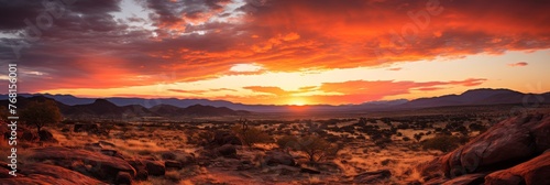 Fiery Desert Sunset Panorama