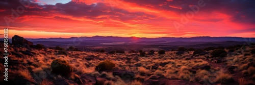 Fiery Desert Sunset Panorama