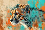 a cheetah with orange eyes